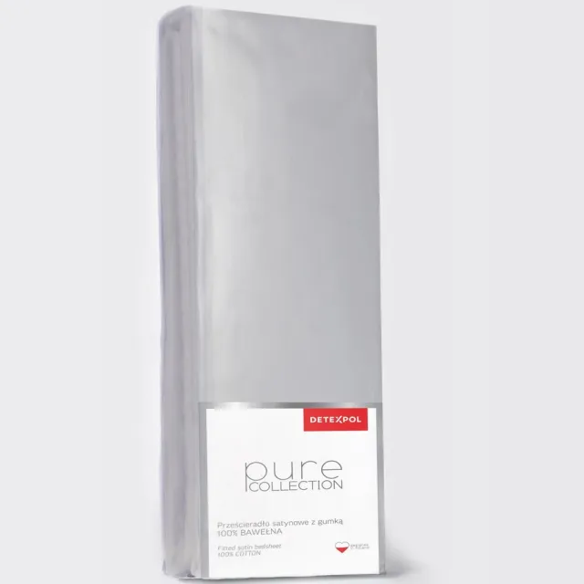 Detexpol Pure Satin Katoenen Hoeslaken Lichtgrijs