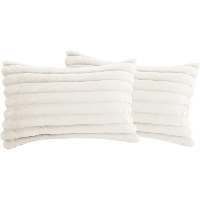 MODFU Kussenslopen 2 stuks 30x50 cm – Zachte pluche & fluweel – Met verborgen ritssluiting – Stijlvol franjerand – Voor slaapkamer & woonkamer – Wit