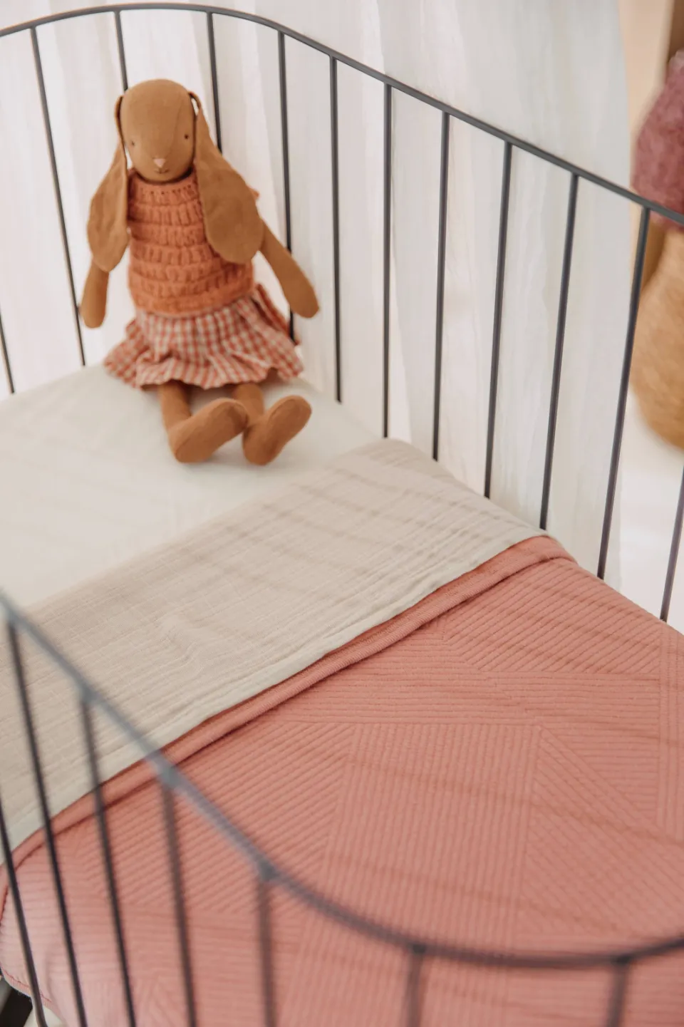 Meyco Jacquard flanel wiegdeken rose, foto 3