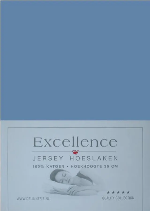 Excellence Jersey Hoeslaken - Eenpersoons - 90/100x210/220 cm - Blue