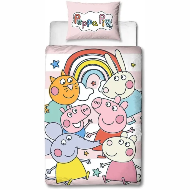 Peppa Pig Dekbedovertrek - Eenpersoons met 1 kussensloop - Dubbelzijdig - geschikt voor 140 x 200 cm. multi colour