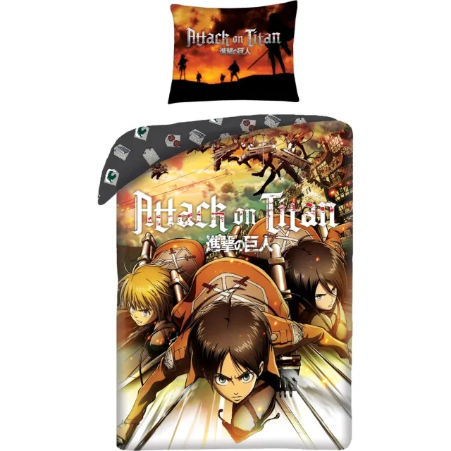 Attack On Titan Dekbedovertrek Eren - Eenpersoons - 140 x 200 cm - Katoen Roze