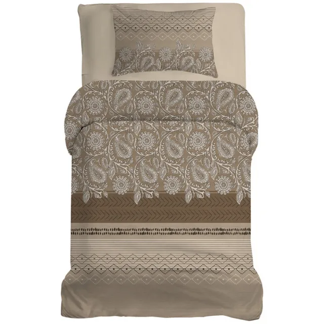 LINNICK Dekbedovertrek Katoen Renforcé Mahfer - Beige - Dekbedovertrek 140x200/220cm - 100% Katoen - Eenpersoons - Dekbedovertrekken - Paisley Dekbedovertrek Mahfer beige