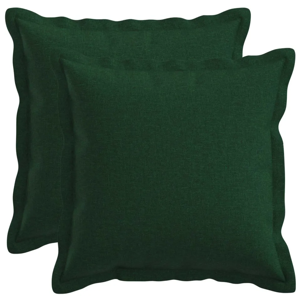 vidaXL Kussensloop 2 st HOUTEN Donkergroen 30 x 30 cm Faux Linnen groen, foto 3