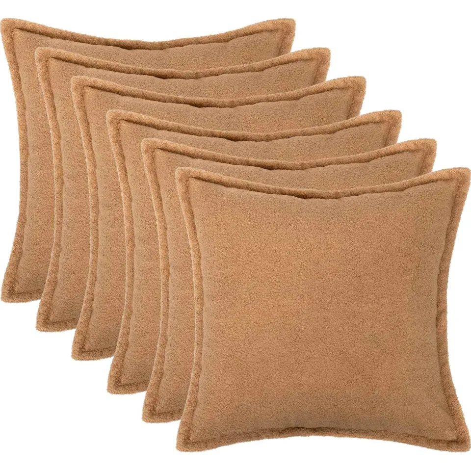 vidaXL Kussensloop 6 st HOUTEN Beige 50 x 50 cm Bouclé, foto 3