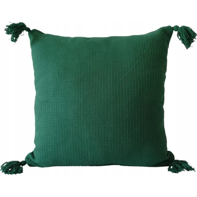 Decovena Boho Kerst Sierkussen Flesgroen Katoen 40x40cm met Kwastjes
