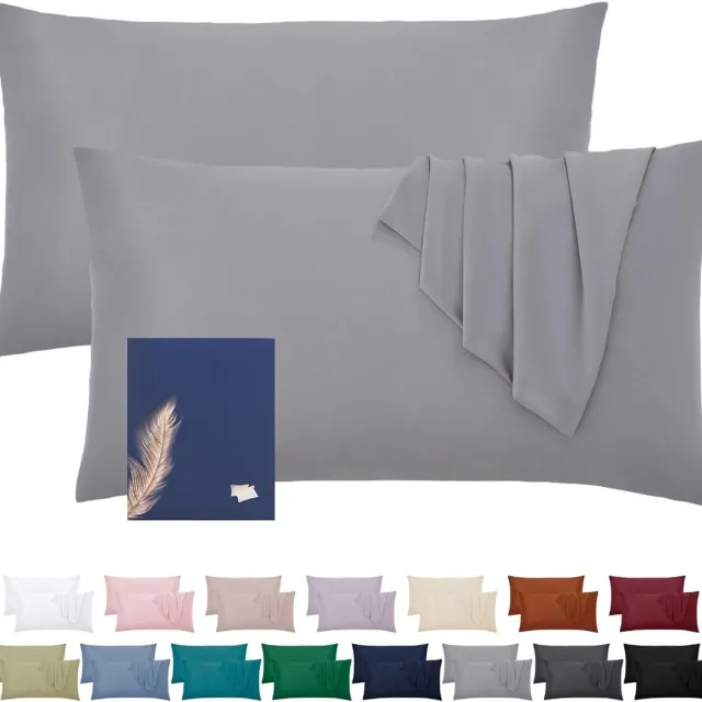 PromoHome set van 2 microvezel kussenslopen, 60 x 40 eco-certificaat, zachte kussenslopen "Grijs"