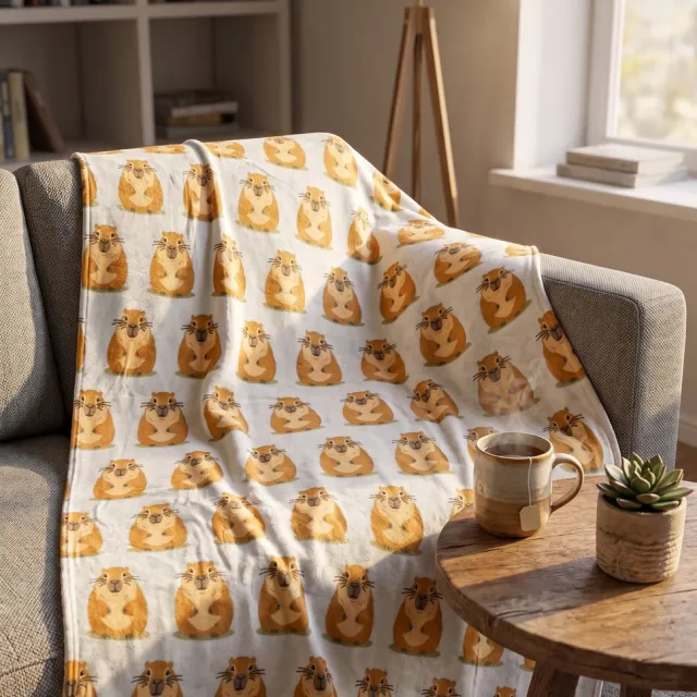 Capybara Fleeceplaid - 110 x 150 cm - Polyester Flanel Beige