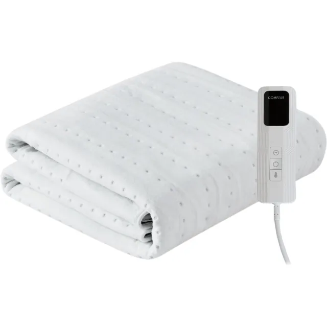 Comfeur Elektrische onderdeken 190x80 cm - Elektrisch deken - Warmte deken - 5 Timer-settings - 9 Warmtestanden - Hele Oppervlak Verwarmd - Incl. Matrasbanden Wit