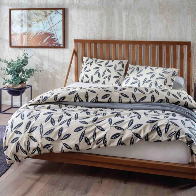 Hibboux dekbedovertrek Caesar 140x220 Gebroken wit en blauw