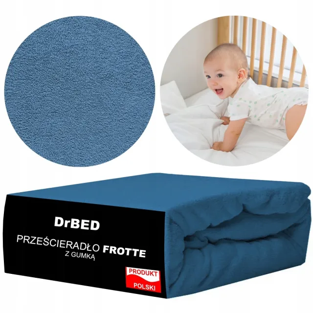 DrBED Hoeslaken - 120 x 60 cm - Frotte - Ademend - Donkerblauw