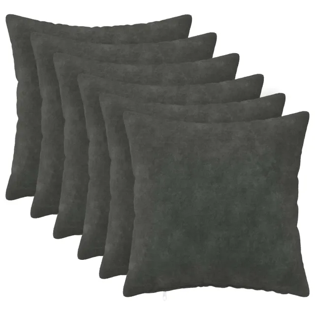 vidaXL Kussensloop 6 st HEERLEN Antraciet 35 x 35 cm Microfiber Fleece Anthraciet