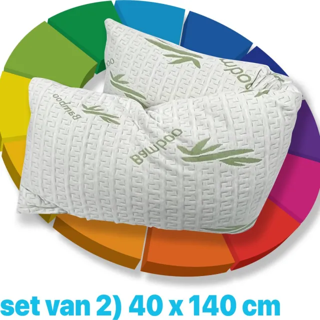 Litalente Body Pillow Bamboe Kussensloop (set van 2) - Body Pillow Kussenbeschermer - body pillow sloop - body pillow kussensloop - Ondersteunend Lichaamskussen Kussenbeschermer - bodypillow kussensloop Wit/groen set van 2
