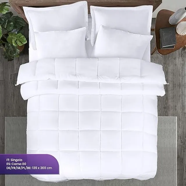 Karma dekbed 10,5 tog met hoeklabs - pluche gesiliconiseerd fiberfill, doos gestikt dons alternatief dekbed (135x200 cm, Wit)