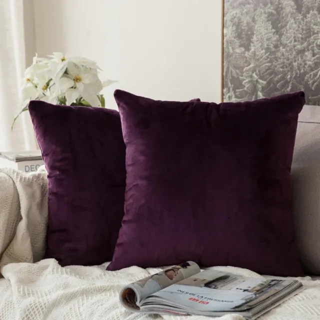 Miulee Set van 2 Luxe Fluwele Kussenhoezen 50x50 cm Aubergine Paars