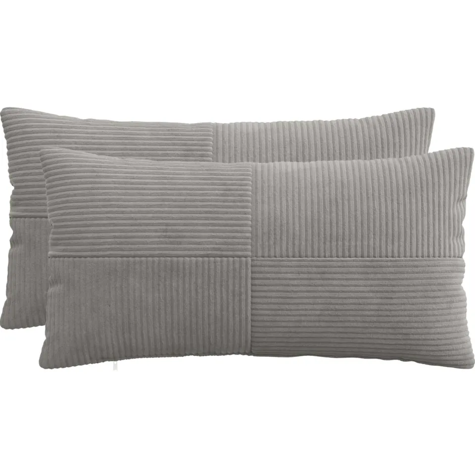 vidaXL Kussensloop 2 st ALMELO Lichtgrijs 40 x 70 cm corduroy, foto 3