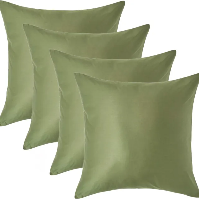 Homescapes Biologisch Kussensloop 40x40 cm – Set van 4 – Mosgroen – 100% Egyptisch Katoen Satijn – Draaddichtheid 400