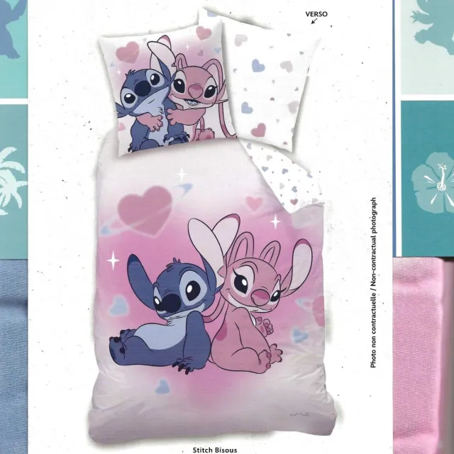 Disney Lilo & Stitch Dekbedovertrek Bisous - Katoen Roze