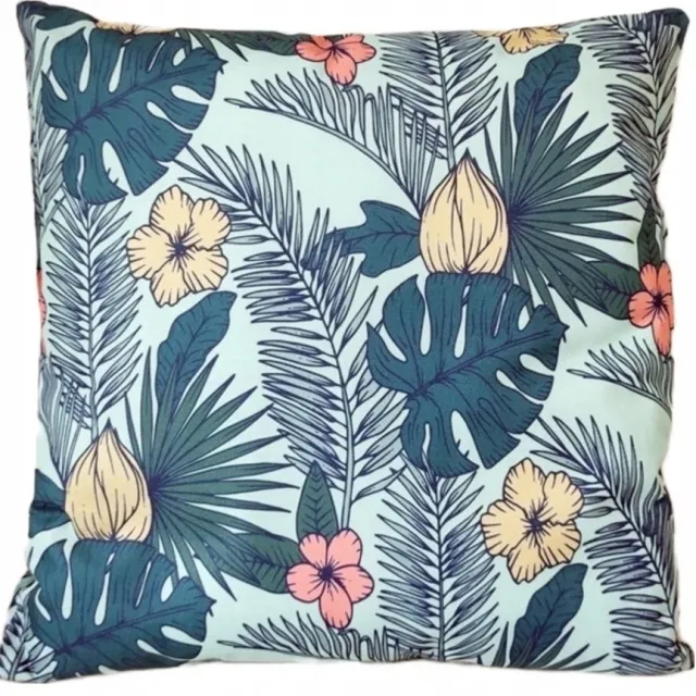 Granda Decoratieve Kussenhoes 45x45cm - Jungle Bloemen Mintgroen