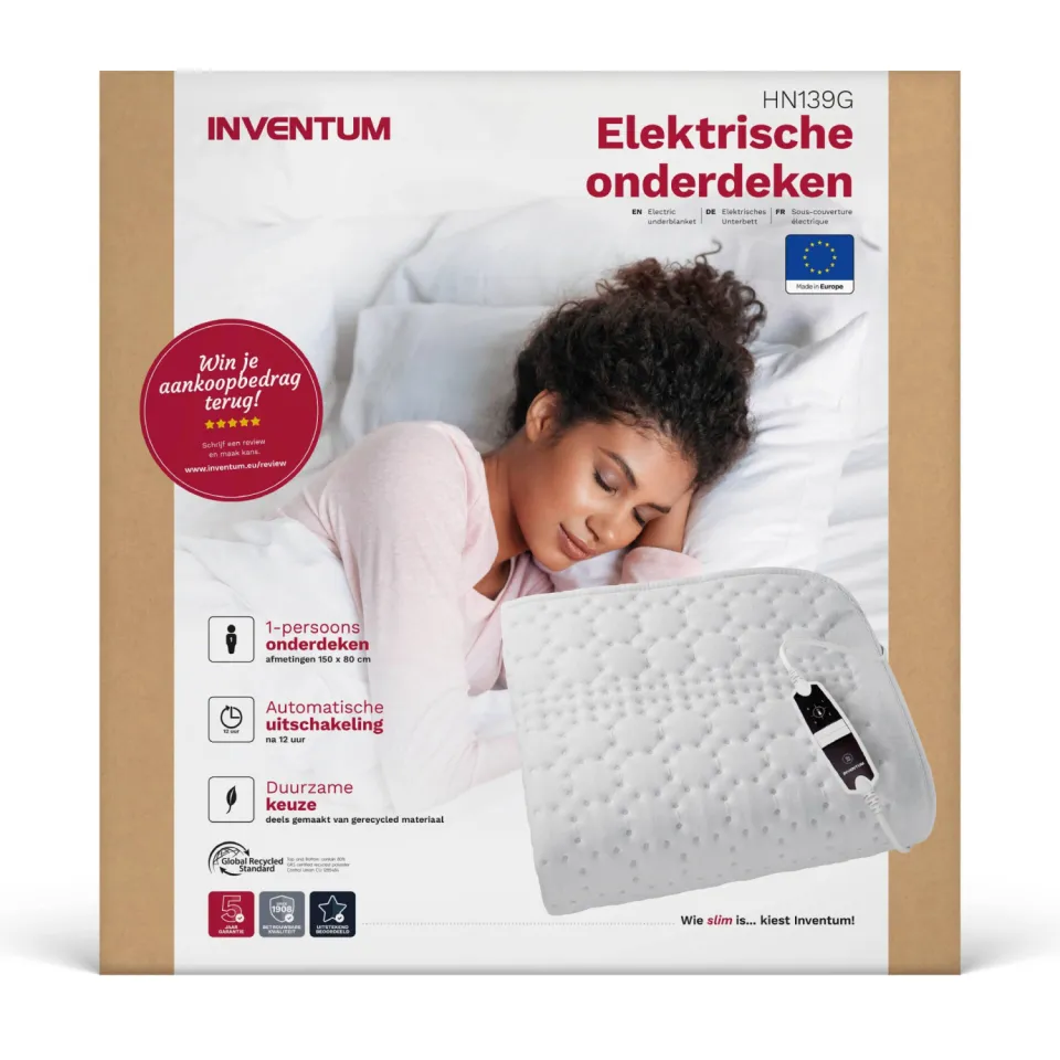 Inventum elektrische onderdeken - HN139G - 150 x 80 cm - wit, foto 5