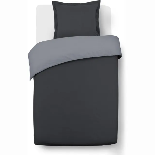 VISION home VISION Bicolor - Tweezijdig omkeerbaar Dekbedovertrekset - 100% katoen: zacht en soepel - Dekbedovertrek met 1 bijhorende sloop - Antraciet / Grijs - Oekotex gecertificeerd, foto 2
