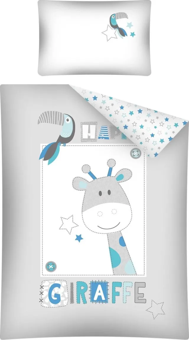 Detexpol Dekbedovertrek Giraffe Grijs/blauw Jongens