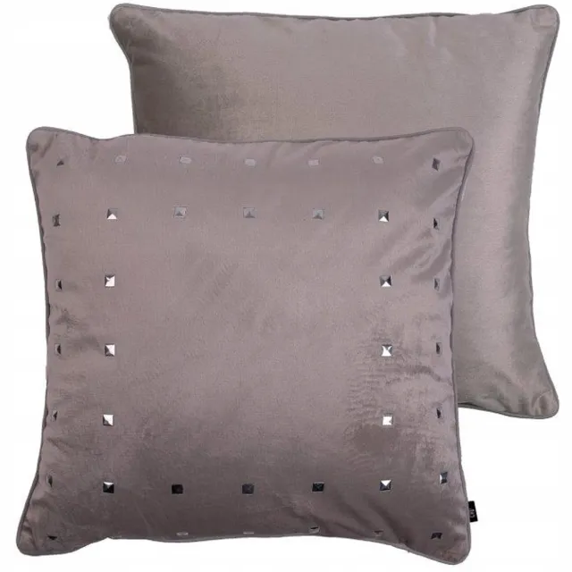 Chic Home Moderne beige velours Sierkussenhoes 45x45 cm met Sierknopen