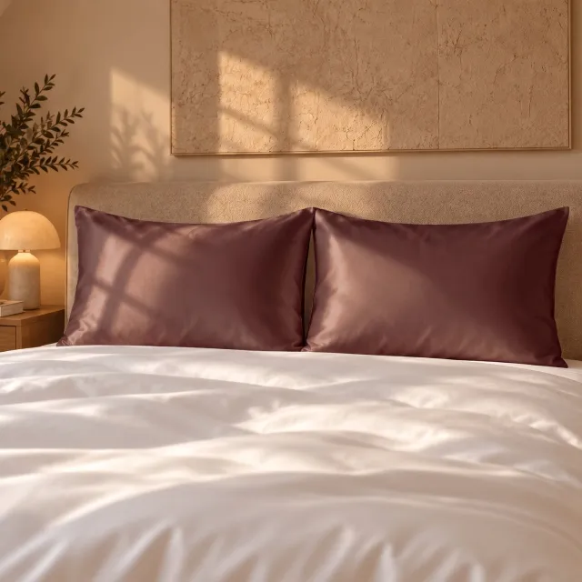 Silk Heaven Zijden kussensloop 45x65cm Rich Mocha ritssluiting - 19 Momme - 100% moerbeizijde - Silk Heaven - 45x65cm (voor ergonomische kussens 40x60cm) / Ritssluiting Bruin