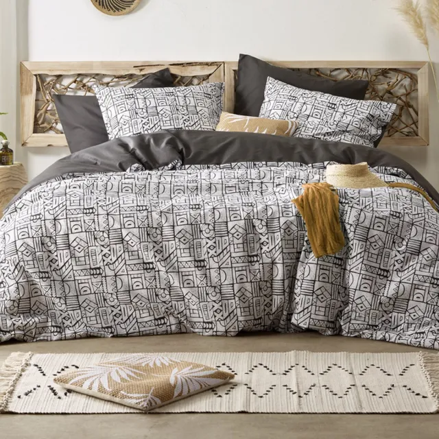 De Witte Lietaer Dekbedovertrek Cuzco Stone Grey - Tweepersoons - 200 x 200/220 - Katoen Perkal Multi