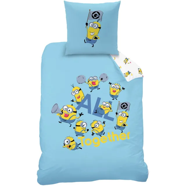 Minions Dekbedovertrek Fete - 140 x 200 + 63 x 63 cm - Katoen Blauw