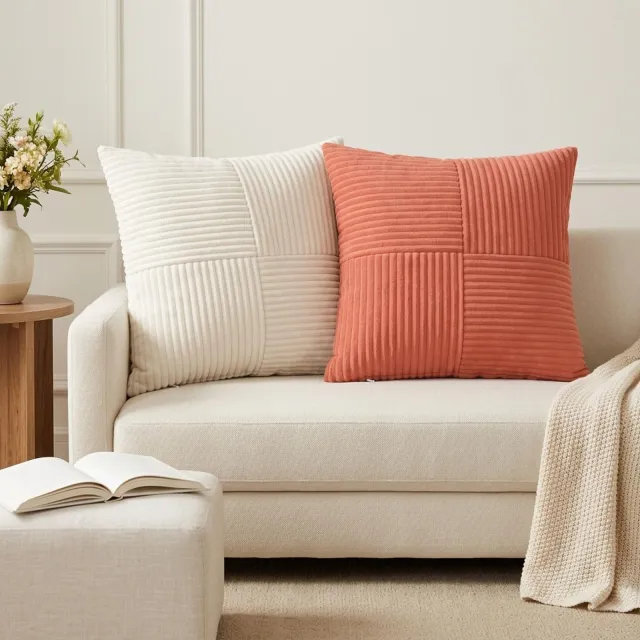 vidaXL Kussensloop 12 st ALMELO Rood-oranje 45 x 45 cm corduroy