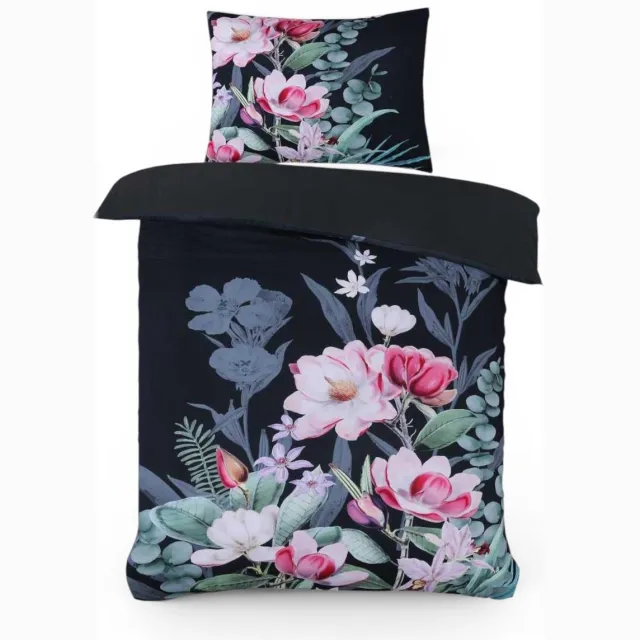 Husch Dekbedovertrek Marlous - 140x200/220 - Bloemen - Multi/Zwart