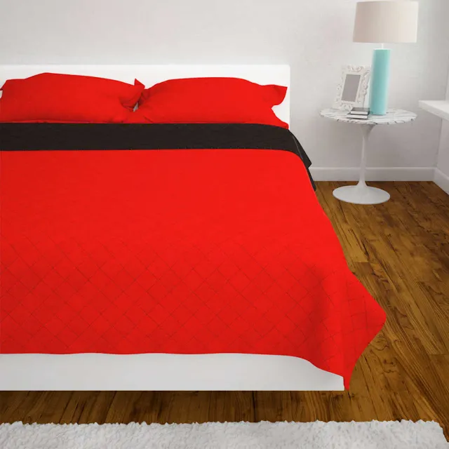 vidaXL Dubbelzijdig Quilted Bedspread Rood en Zwart 170x210 cm Meerkleurig