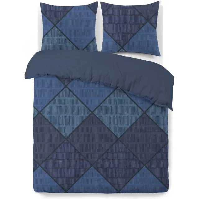 VISION home VISION Harold Dekbedovertrekset - 100% katoen: zacht en soepel - Kingsize - Dekbedovertrek met 2 bijhorende slopen - Blauw - Oekotex gecertificeerd