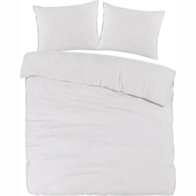 Droomtextiel Dekbedovertrek Flanel Wit - 200x200/220 cm - Super Zacht