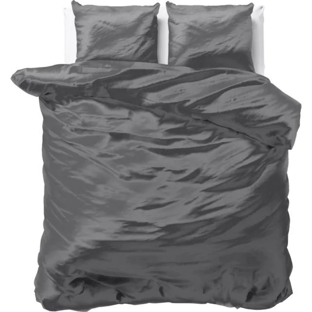 decoware dekbedovertrek - Glans Satijn - Antraciet - Lits-Jumeaux - 240x220 + 2 st 60x70cm - Hotelervaring