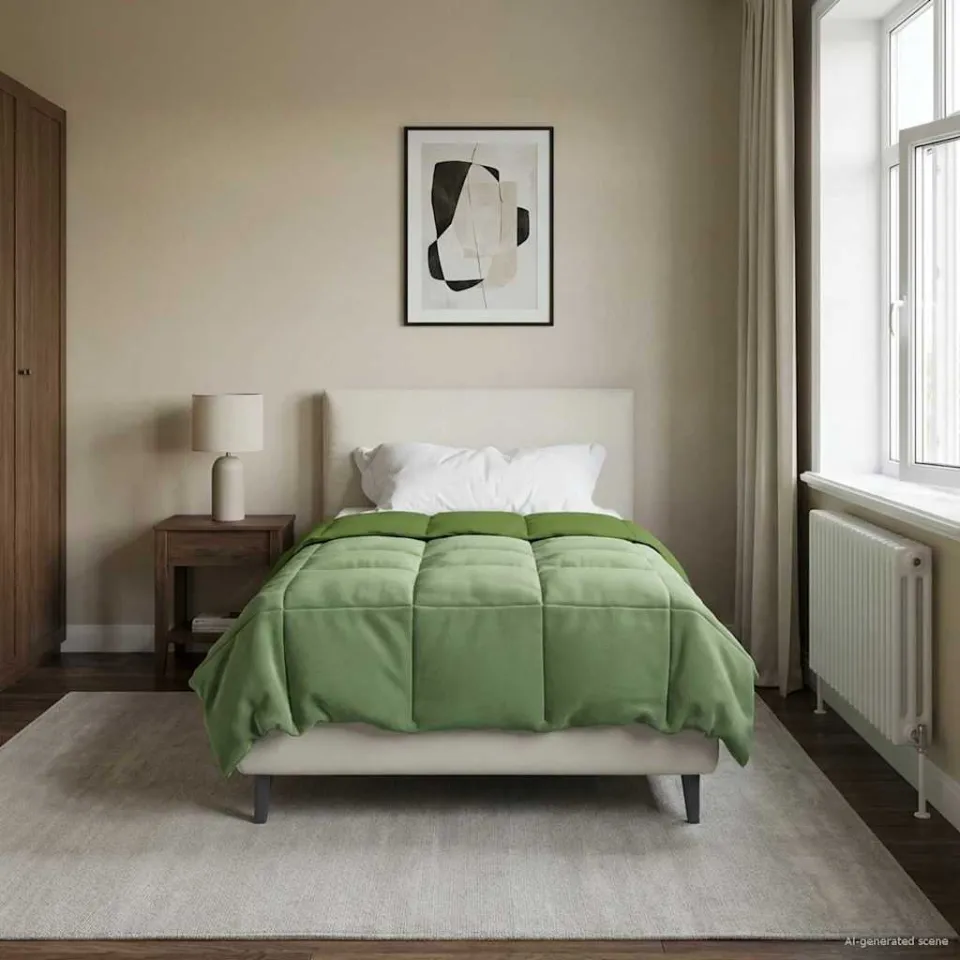 vidaXL Zomer Dekbed 140 x 220 cm Zomer Microfiber (100% polyester) groen, foto 4