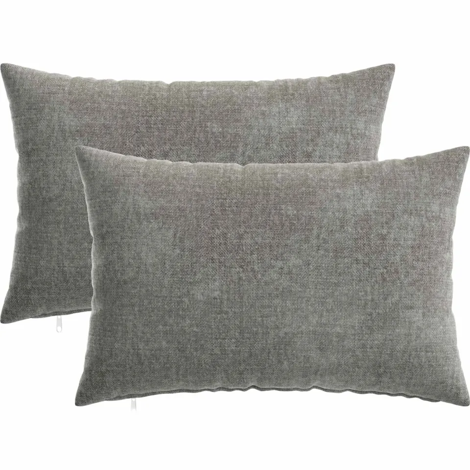 vidaXL Kussensloop 2 st HEERLEN Donkergrijs 50 x 70 cm Chenille Stof