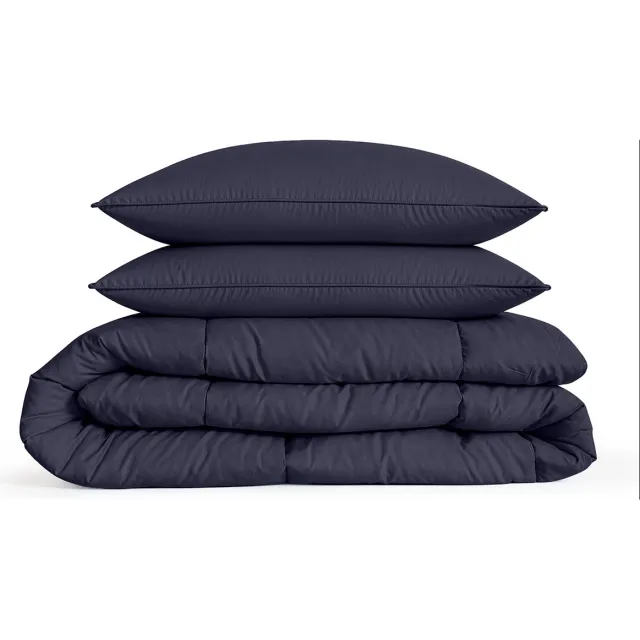 Eleganzzz Eazy Dekbed zonder Overtrek Inclusief Kussenslopen Dark Blue 200x200cm - Donkerblauw Dekbed - Wasbaar Dekbed - Hoesloos Dekbed - All Year Dekbed - Tweepersoons Dekbed Donker blauw