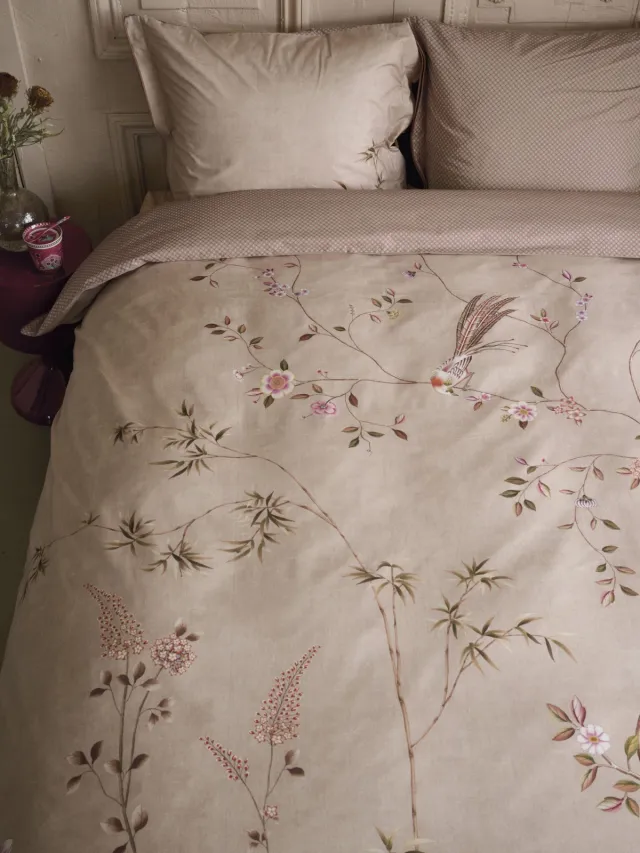 Pip Studio Katoenen perkal dekbedovertrekset Bamboo Blossom Groen