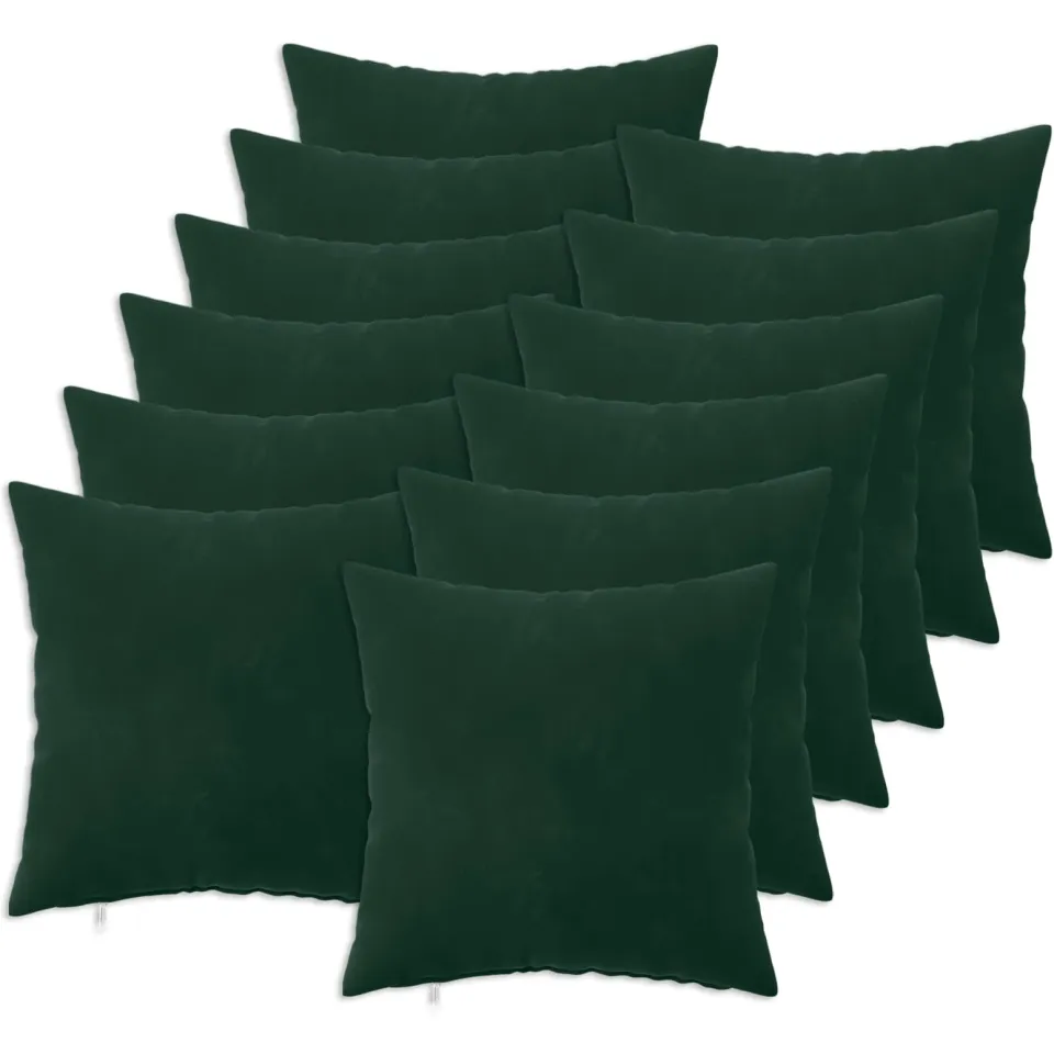vidaXL Kussensloop 12 st HEERLEN Donkergroen 50 x 50 cm fluweel groen, foto 3