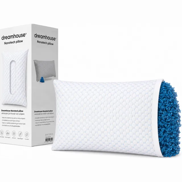 BSS Bedding Dreamhouse Pillow - Hoofdkussen - 50x70 cm - Verstelbaar Memory Foam Kussen - Koelende Blue Cell - Bamboe Hoes - Wasbaar Wit