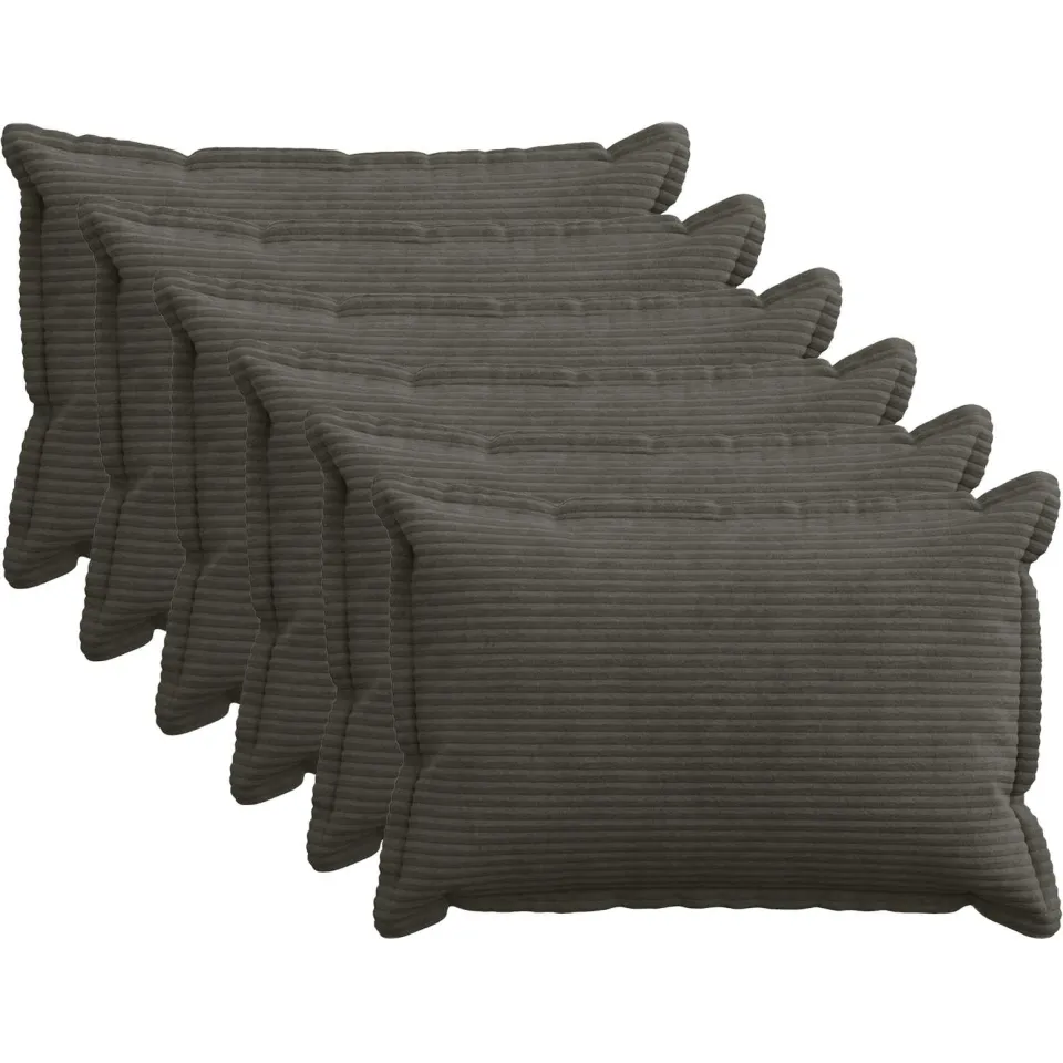 vidaXL Kussensloop 6 st HOUTEN Antraciet 30 x 50 cm corduroy, foto 3