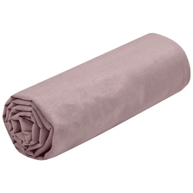 Stof Textiles Hoeslaken Eden - twijfelaar - 140 x 190/200 cm - oudroze - hotelkwaliteit - ademend katoen - 30 cm matrasdikte