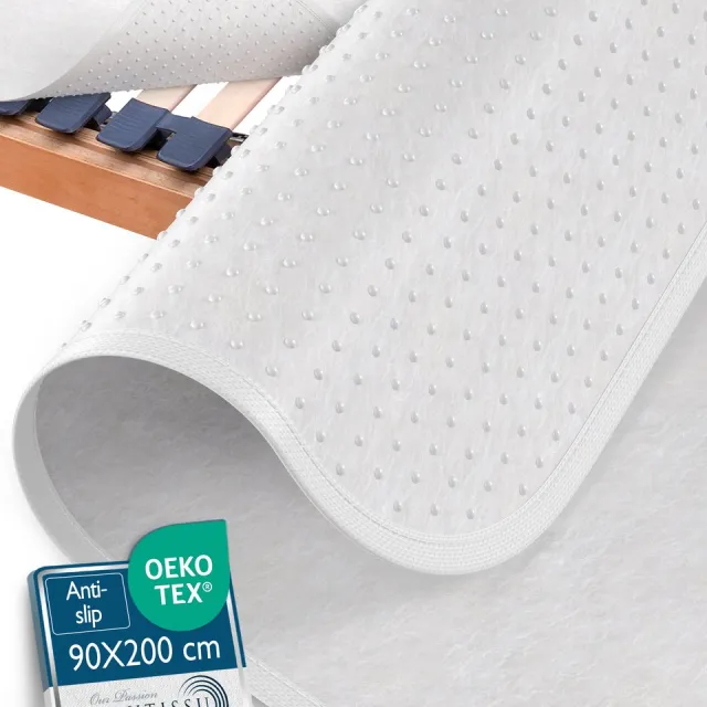 Beautissu Beautect Matrasbeschermer 90x200 cm met Noppen Antislip Lattenbodem & Matras Beschermer voor Bed & Boxspring Wit