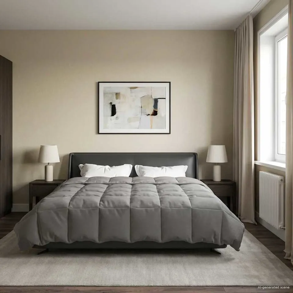 vidaXL Winter Dekbed 220 x 260 cm Winter Microfiber (100% polyester) lichtgrijs, foto 4