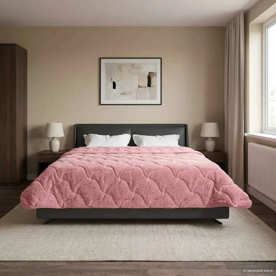 vidaXL Winter Dekbed 220 x 260 cm Winter Roze Ademend, foto 4