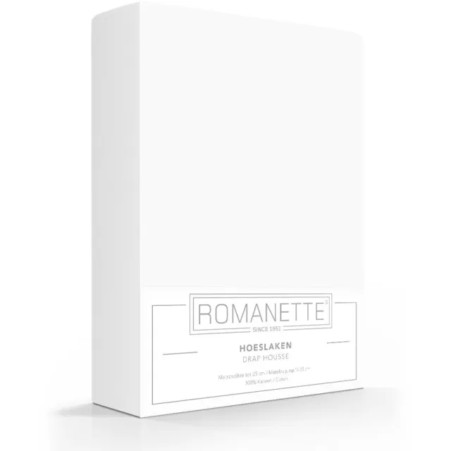Romanette hoeslaken katoen - Wit - Lits-jumeaux (180x200 cm)