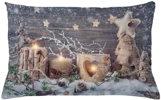 ABAKUHAUS Kerstkussen – Dubbelzijdig bedrukt – Khaki/Grijs – 65x40 cm