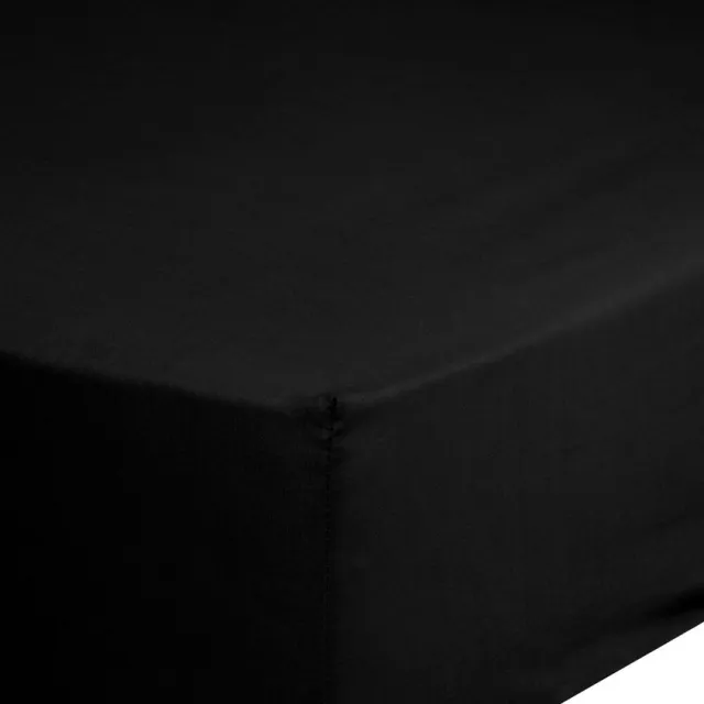 Good Morning hoeslaken effen kleur - 1 persoons 100x200 cm - Zwart - 100% Katoen renforce Black